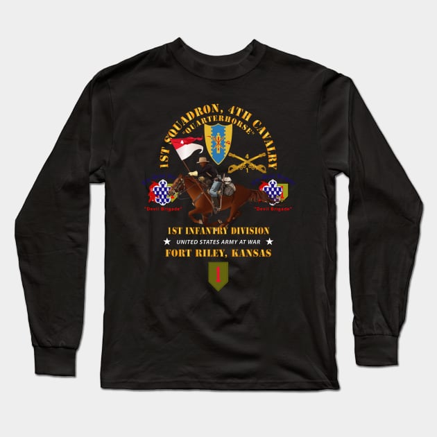 1st Squadron, 4th Cavalry - 1st Inf Div - Devil Bde - Ft Riley, KS w Rider X 300 Long Sleeve T-Shirt by twix123844